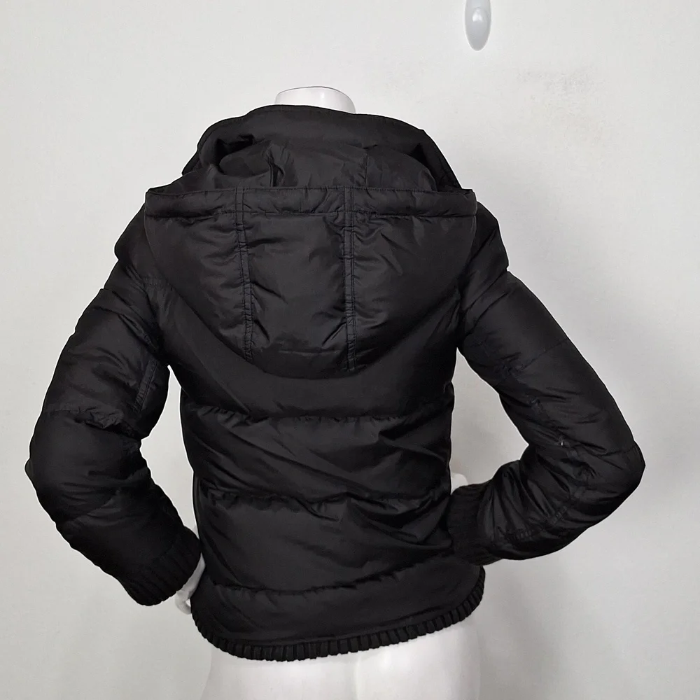 J. Crew Women's Black Down Feather Hooded Gorpcore Outdoor Puffer Jacket Size XS